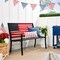 Best Choice Products Indoor Outdoor Steel Garden Bench w/ American Flag Backrest, 790lb Capacity